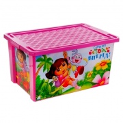 фотографии Ящик для игрушек "Даша Путешественница" на колесах 57л., цвет розовый