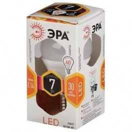 Лампа светодиодная ЭРА LED smd P45-7w-827-E14 2700К