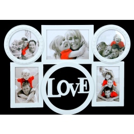Фоторамка "Семейная Love" на 5 фото (10*15, 13*13, 13*18 см), белая