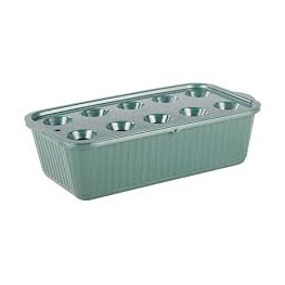 Ящик пластиковый с лотком для лука 10 ячеек, темно-зеленый 305*160*85мм